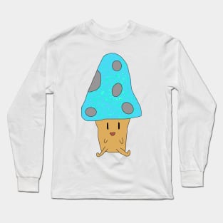 Light Blue Happy Mushroom Long Sleeve T-Shirt